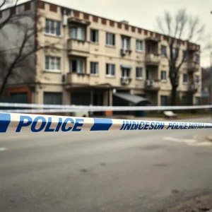 Police scene in Stanton with cordoned area