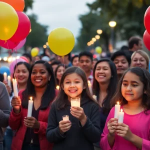 Community gathering in Anaheim celebrating the safe return of a missing baby