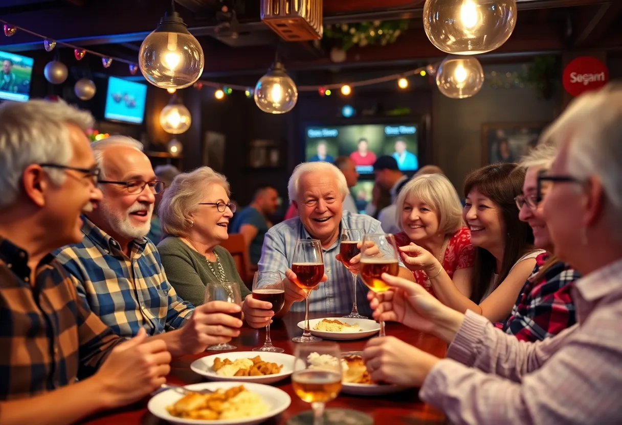 Guests celebrating at the retirement party of a public defender in Santa Ana.